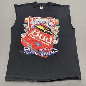 Vintage Bill Elliott Budweiser Shirt Mens Large Black NASCAR Racing Made USA 90s